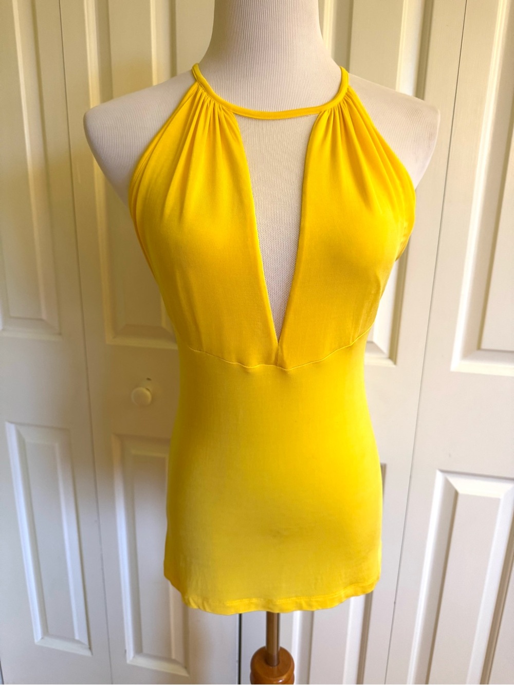 Just Cavalli Yellow Plunge Halter Tank Top 8/44